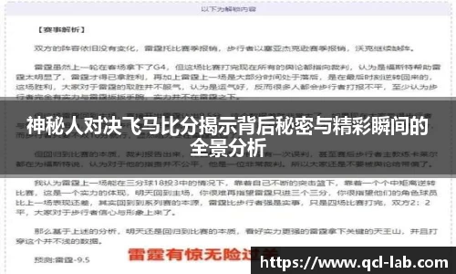 神秘人对决飞马比分揭示背后秘密与精彩瞬间的全景分析